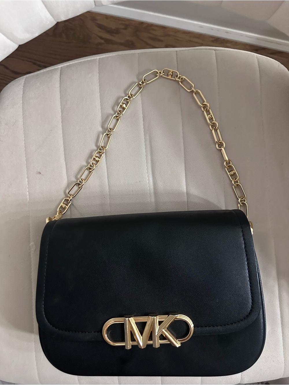 Michael Kors Black Leather Chain Shoulder Bag